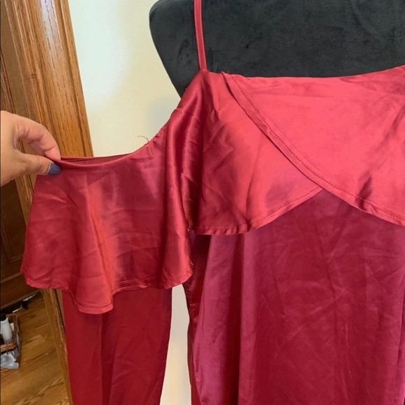 (SOLD) Ruffled Cold Shoulder Dress - Picture 2 of 5